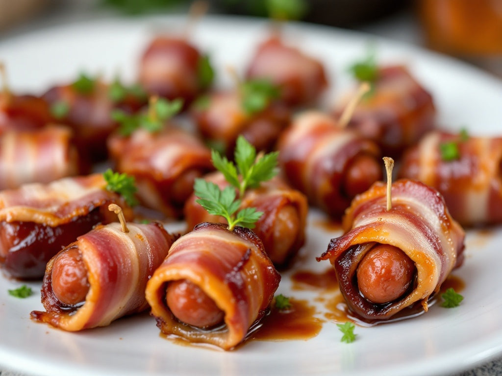Tapas platter of Chorizo-filled Dates Wrapped in Bacon