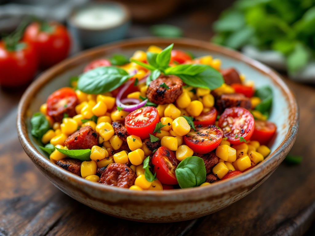 Salad Bowl of Spanish Chorizo Tomato and Charred Corn