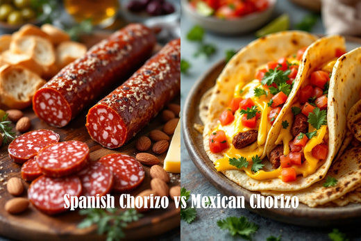 Spanish Chorizo with slices compared to Mexican Chorizo with a breakfast taco.